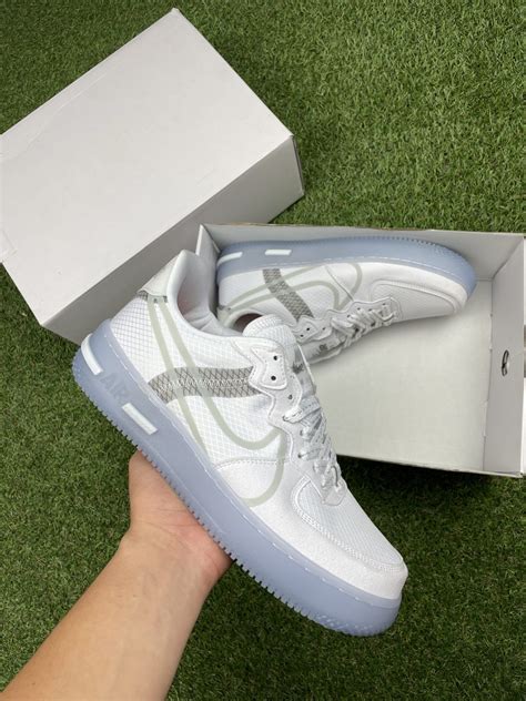 nike air force 1 react qs white light bone|air force 1 react white ice.